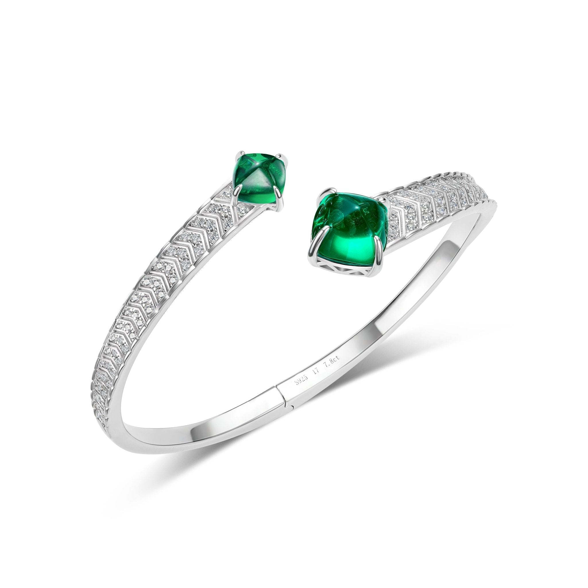 Twin Sugar - Loaf Emerald Cuff Bracelet - Gem Vivi