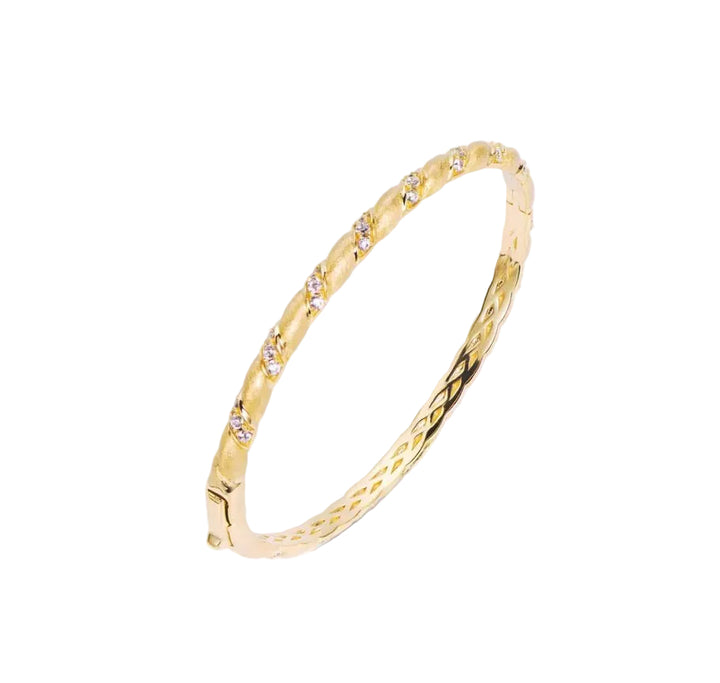 Twisted Lumière Gold Bangle - Gem Vivi