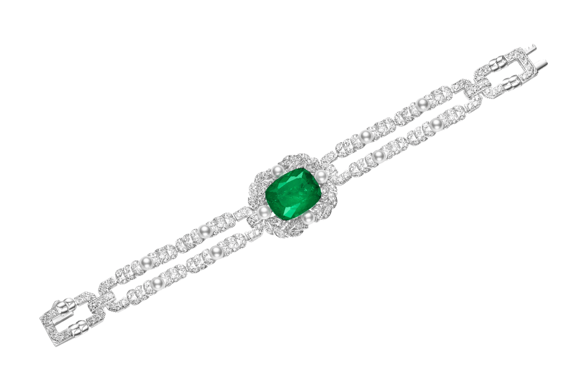 Verdant Emerald and Pearl Bracelet - Gem Vivi