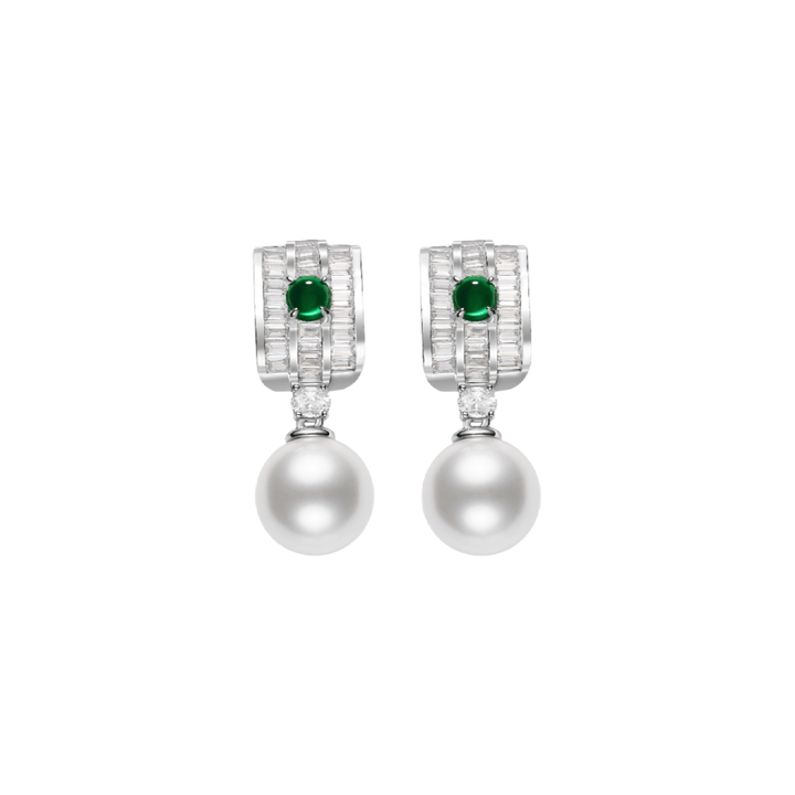 Verdant Emerald Pearl Drop Earrings - Gem Vivi
