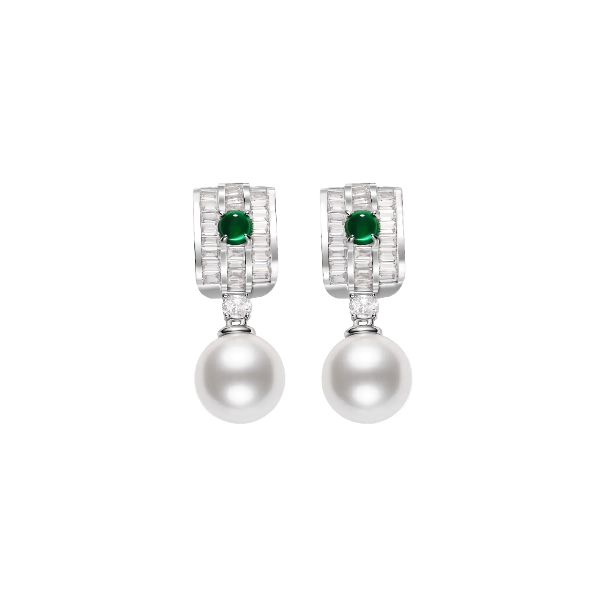 Verdant Emerald Pearl Drop Earrings - Gem Vivi