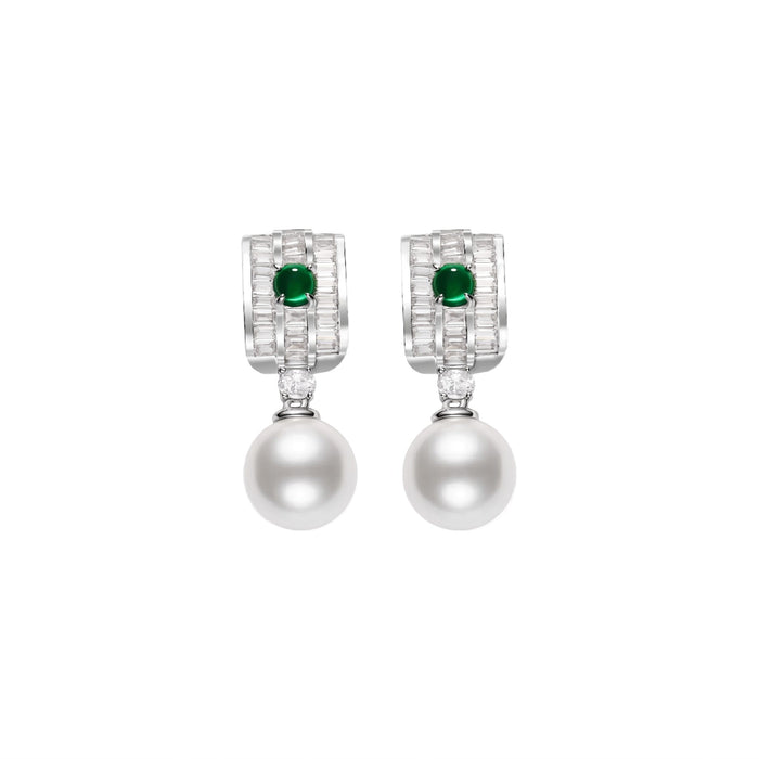 Verdant Emerald Pearl Drop Earrings - Gem Vivi