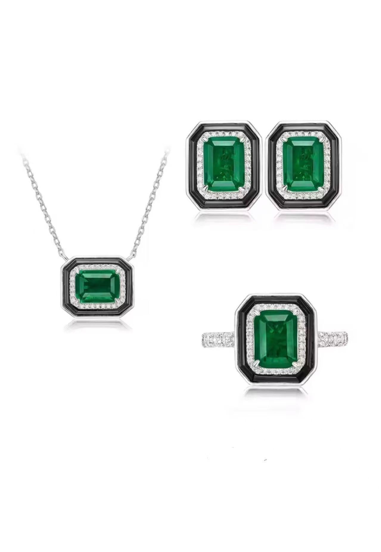 Verdant Noir Emerald Jewelry Set - Gem Vivi