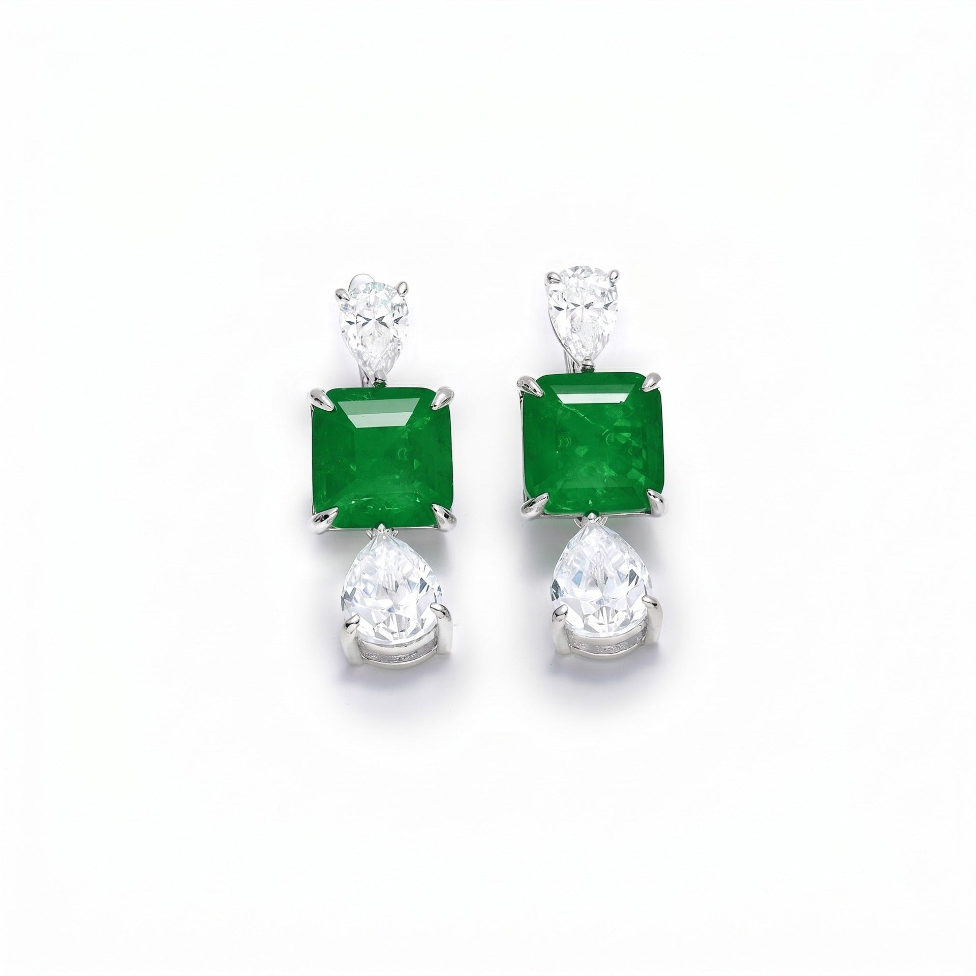 Verdant Sparkle Emerald Drop Earrings - Gem Vivi