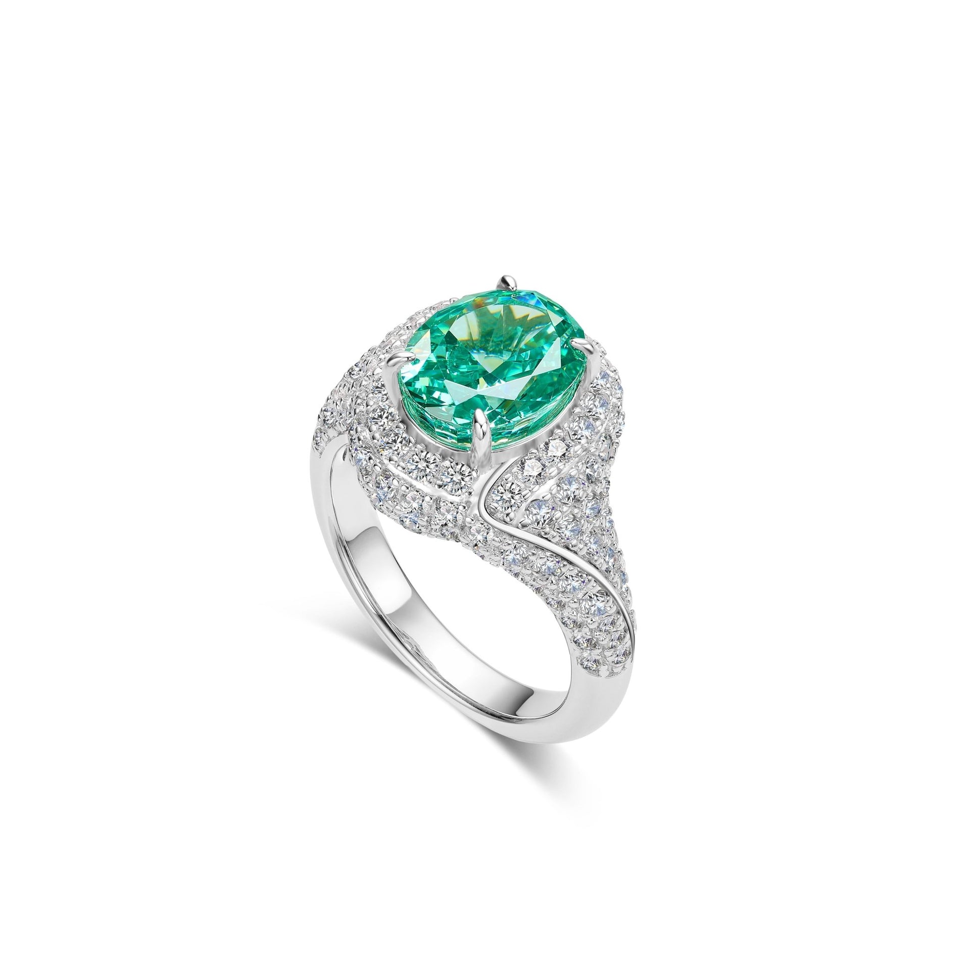 Verdant Swirl Oval Statement Ring - Gem Vivi