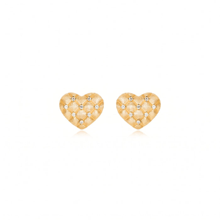 Woven Heart Sparkle Studs - Gem Vivi