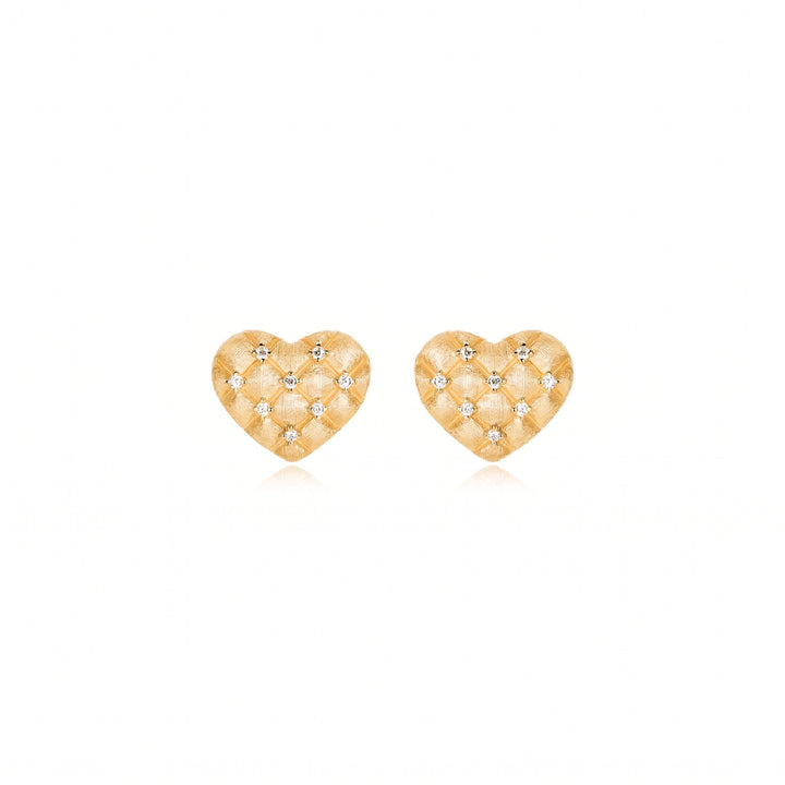 Woven Heart Sparkle Studs - Gem Vivi