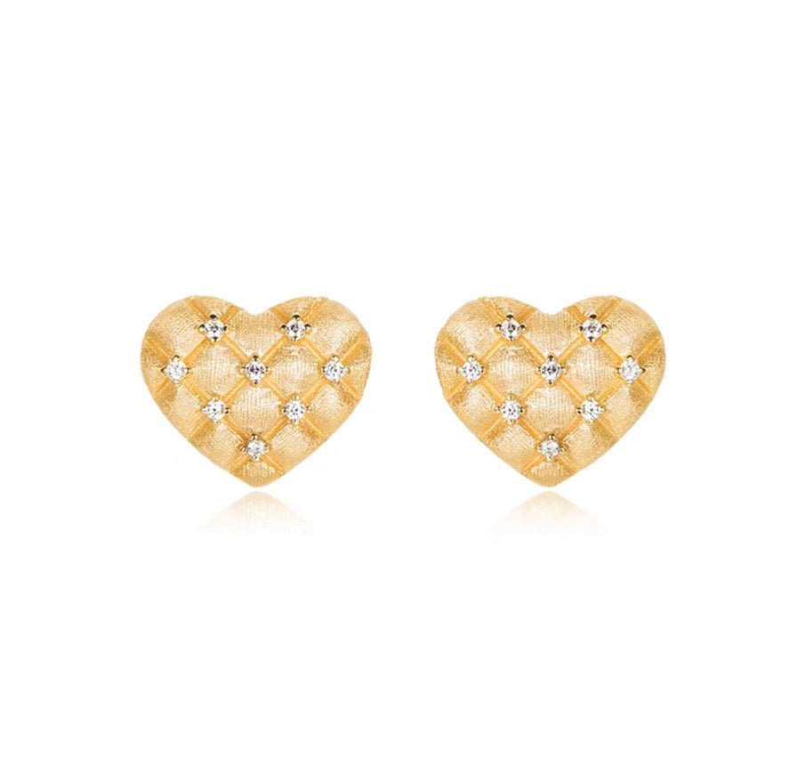 Woven Heart Sparkle Studs - Gem Vivi