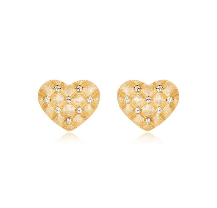 Woven Heart Sparkle Studs - Gem Vivi