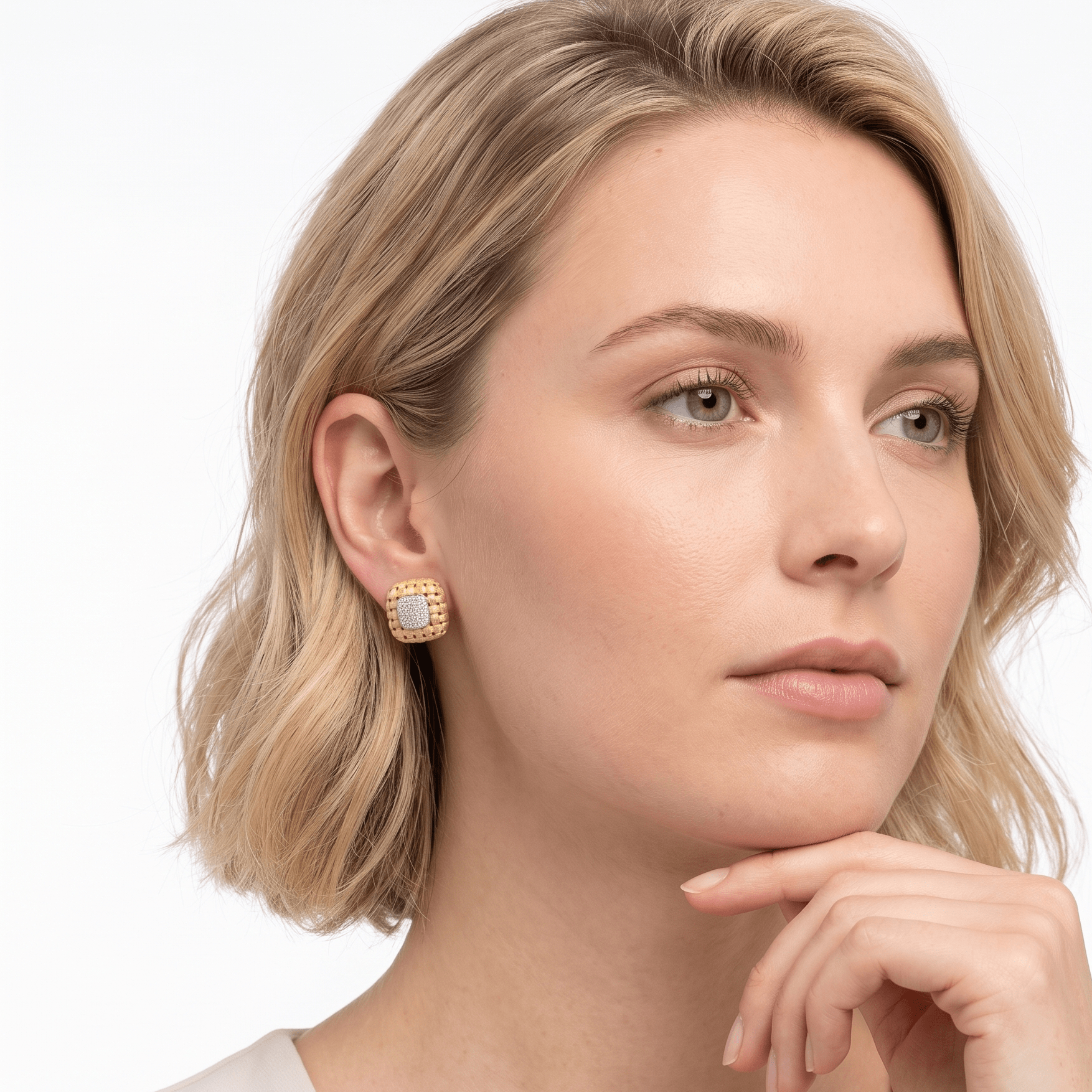 Woven Luxe Cushion Studs - Gem Vivi